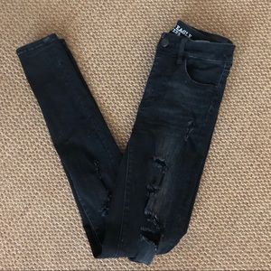 American Eagle Black High Waisted Ripped Jeans